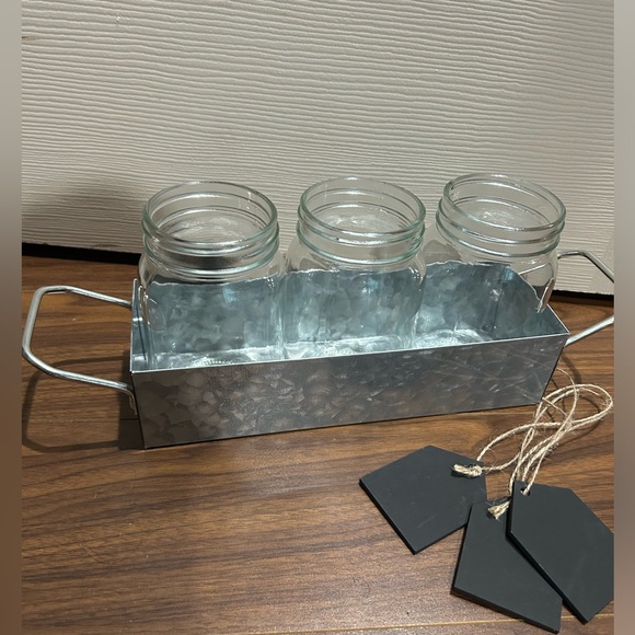 New Clear glass caddy , 3 pcs jar set - Picture 2 of 5